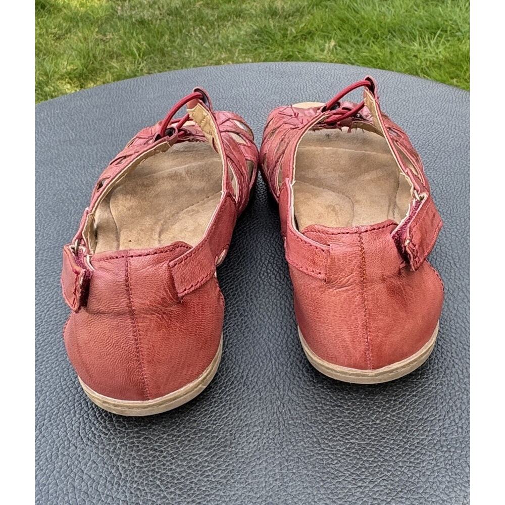 Earth Origins Red Strappy Leather Comfort Sandals Women's 10M - Picture 2 of 6